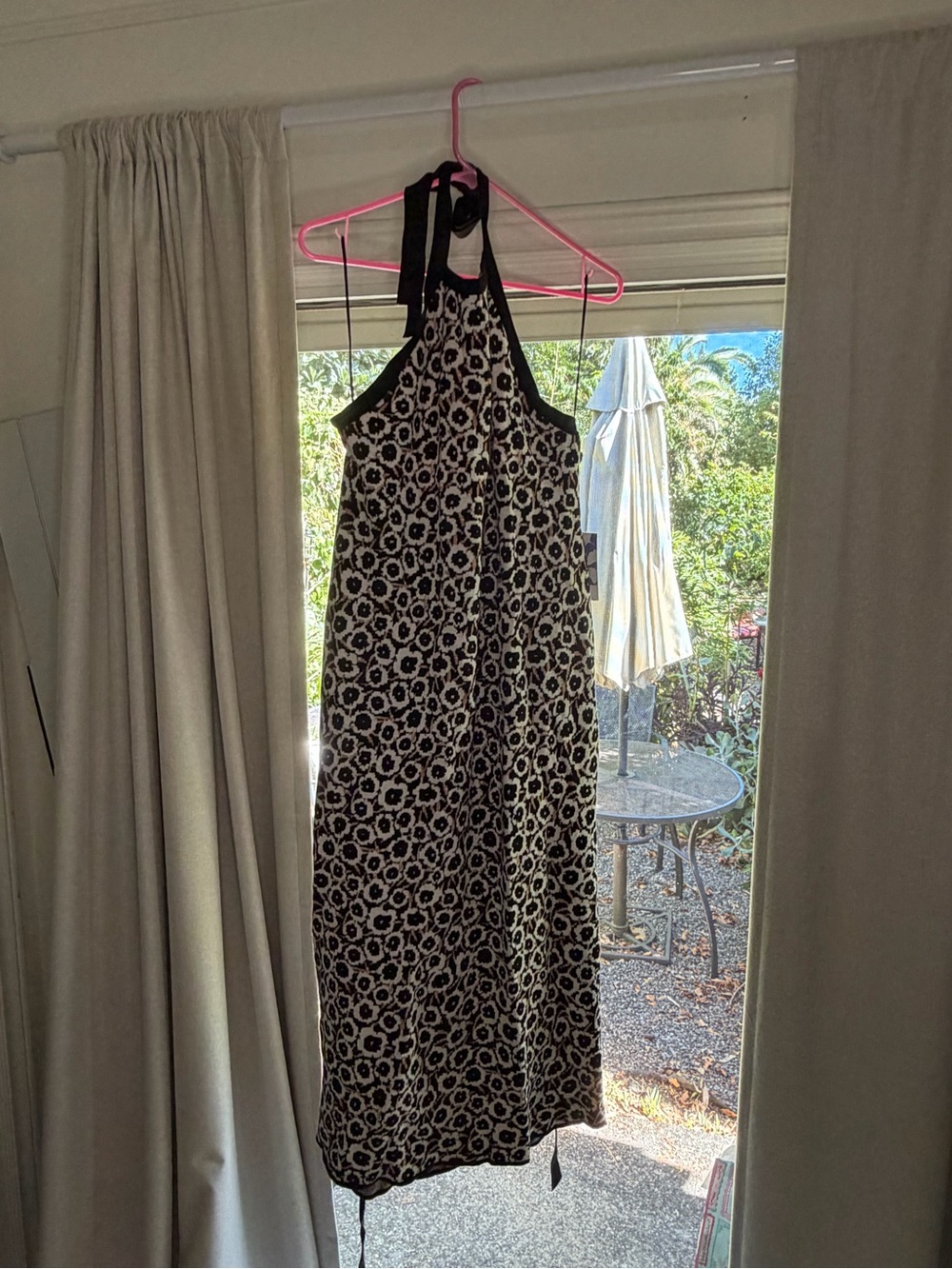 Diane Von Furstenberg Black and White Floral Halter Midi Dress